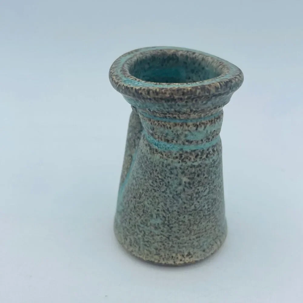 Studio Art Pottery Hand Made Floral Frog Organic Shape Mini Bud Vase OOAK